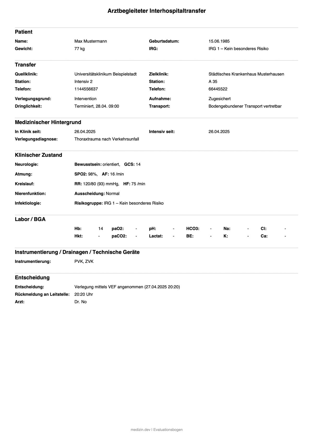 Bildschirmfoto der App: Export als PDF